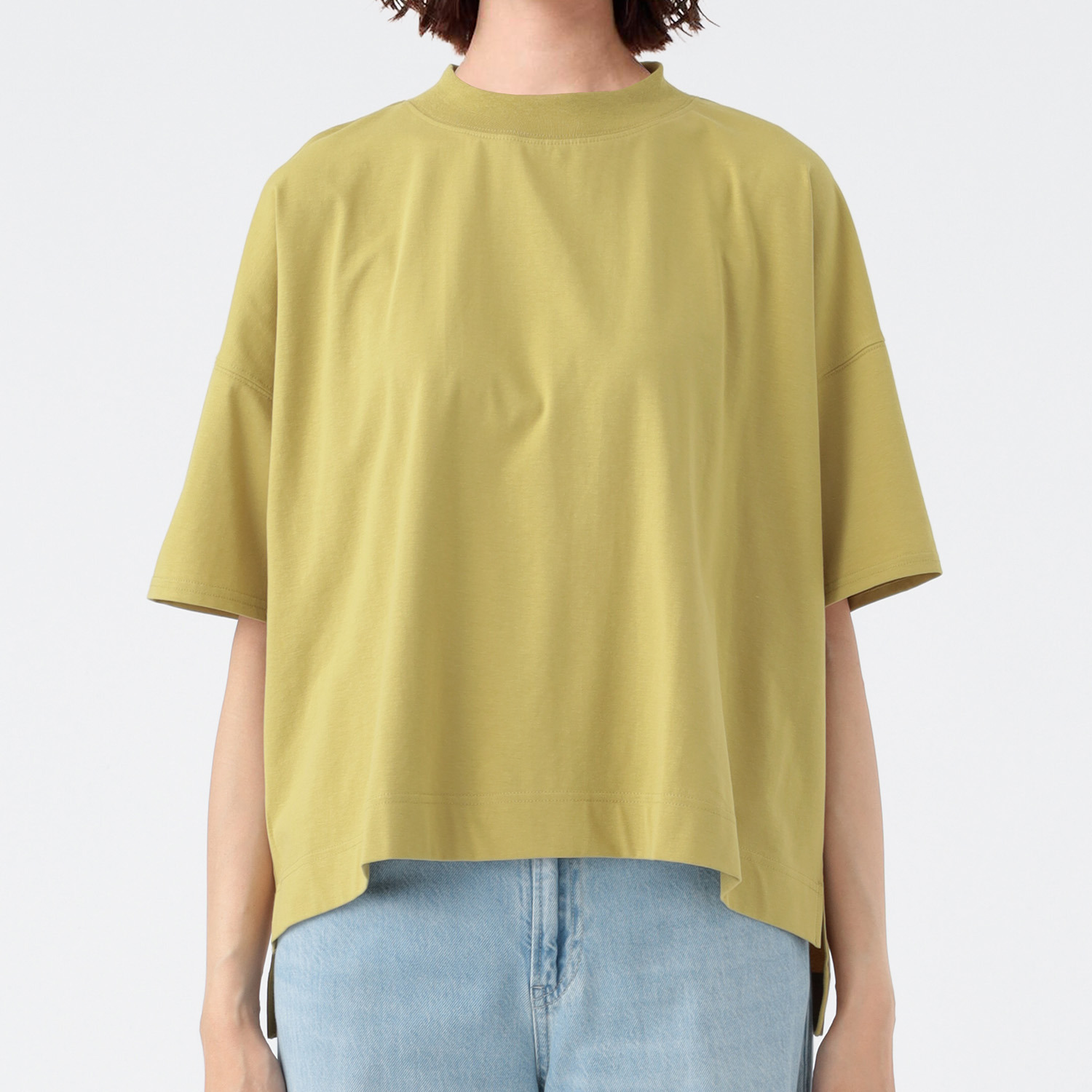 エムエムオー 接触冷感　綿混ベア天竺 ハイネック ドロップショルダー Ｔシャツ