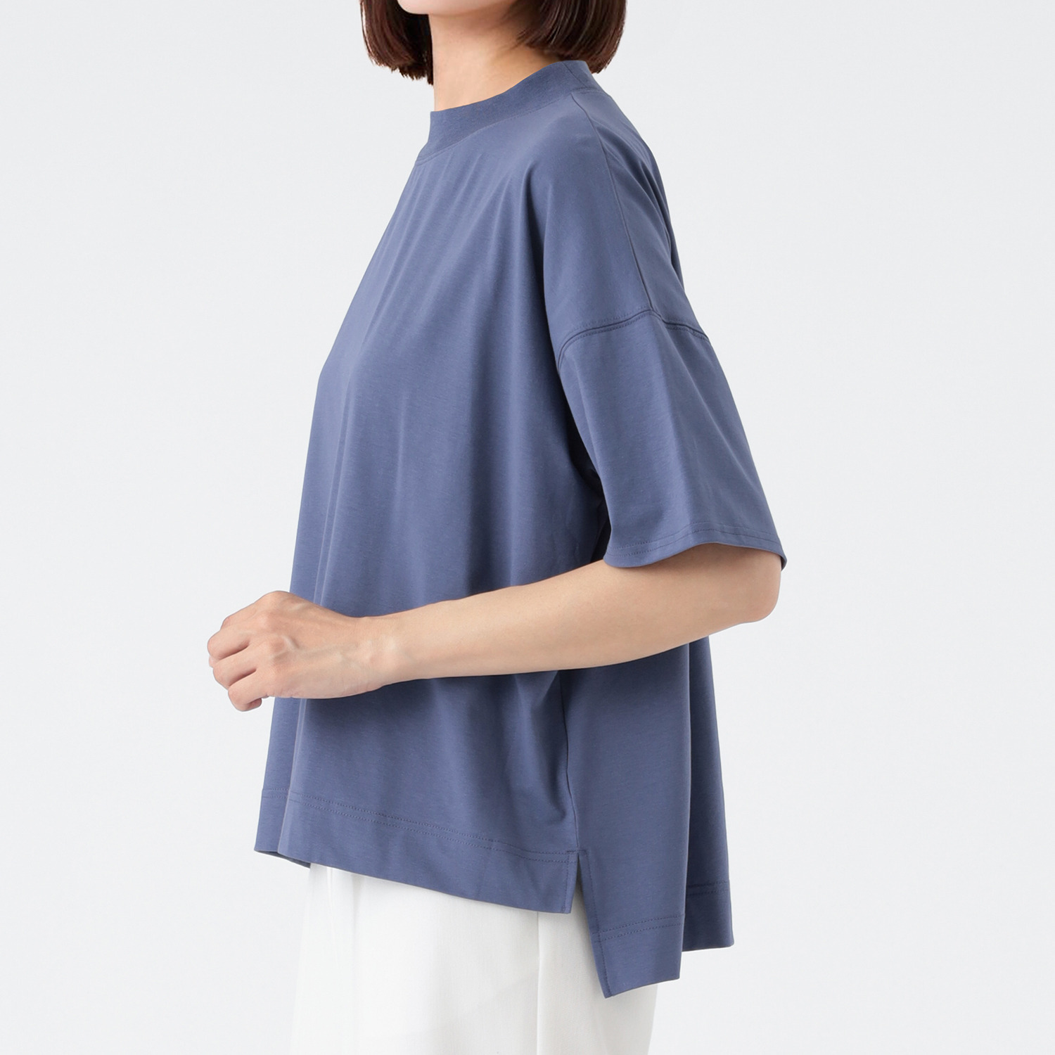 エムエムオー 接触冷感　綿混ベア天竺 ハイネック ドロップショルダー Ｔシャツ