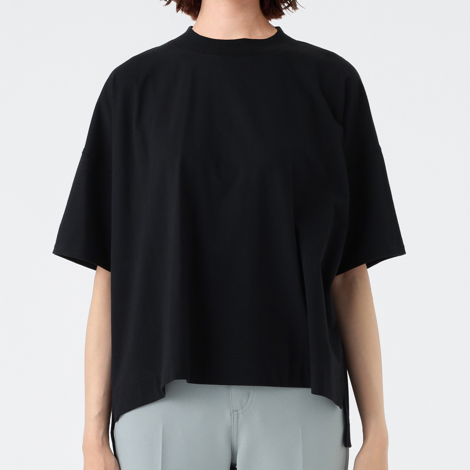 エムエムオー 接触冷感　綿混ベア天竺 ハイネック ドロップショルダー Ｔシャツ