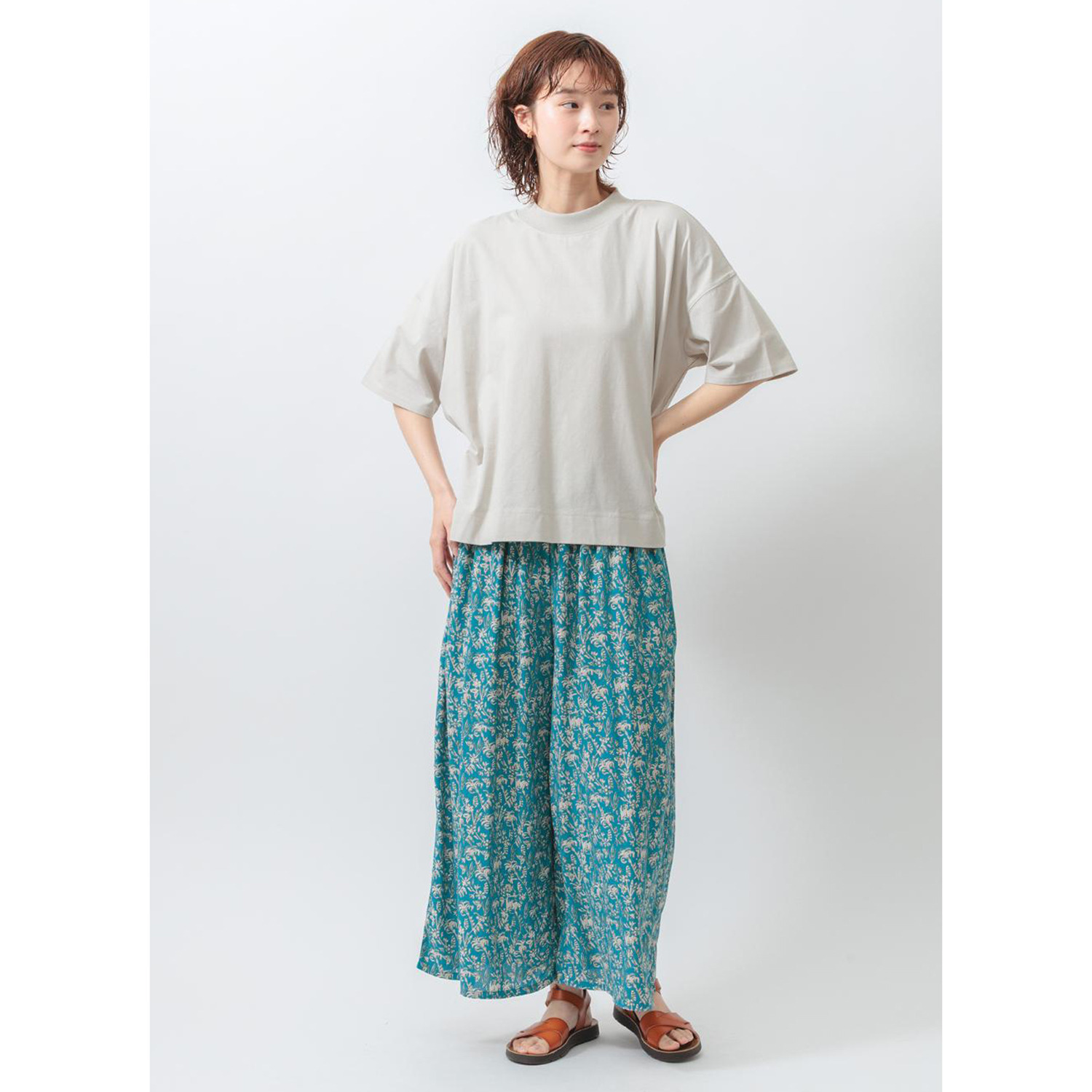 エムエムオー 接触冷感　綿混ベア天竺 ハイネック ドロップショルダー Ｔシャツ