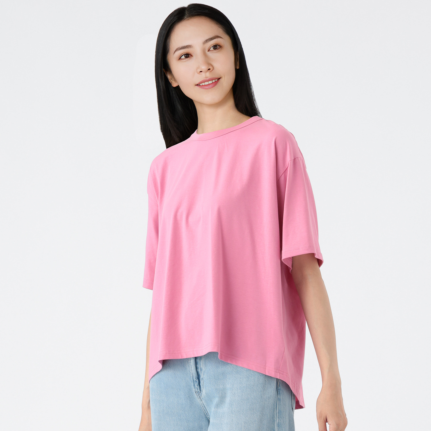 エムエムオー 接触冷感　綿混ベア天竺 バックタックデザイン 五分袖Ｔシャツ