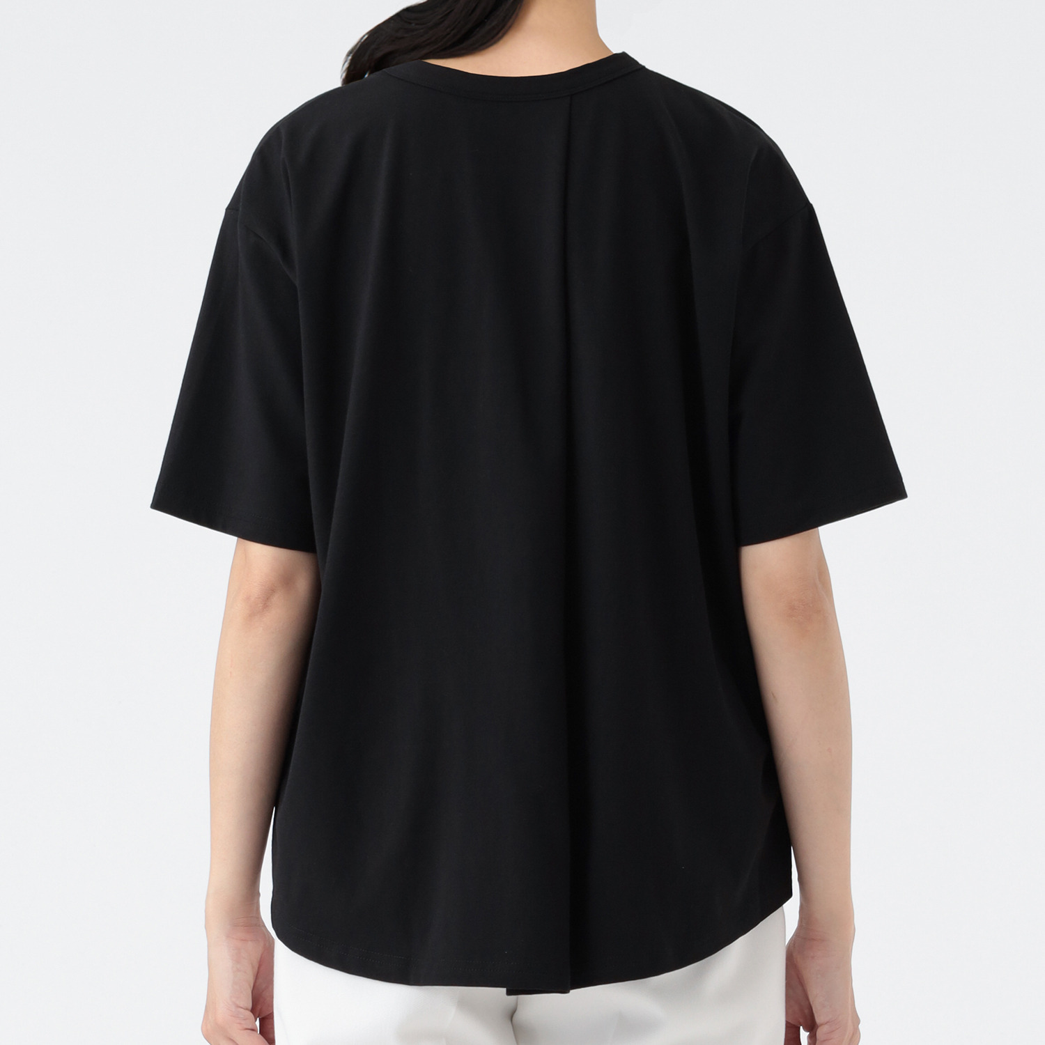 エムエムオー 接触冷感　綿混ベア天竺 バックタックデザイン 五分袖Ｔシャツ