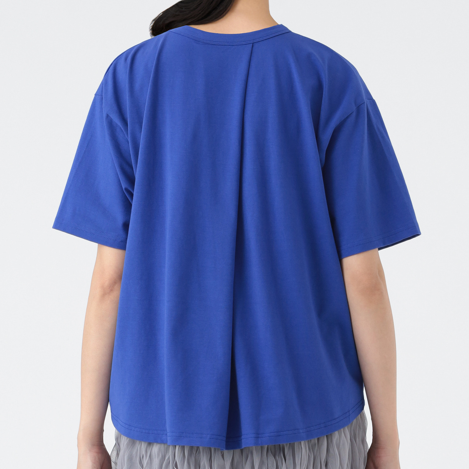 エムエムオー 接触冷感　綿混ベア天竺 バックタックデザイン 五分袖Ｔシャツ