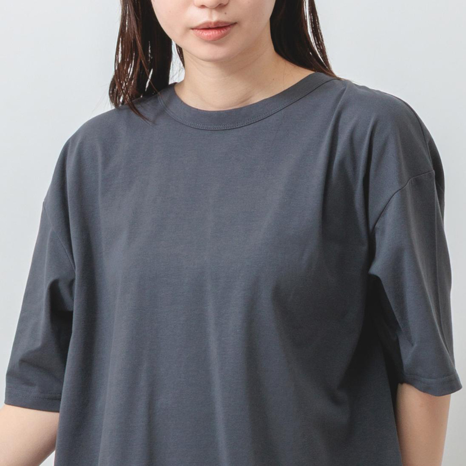 エムエムオー 接触冷感　綿混ベア天竺 バックタックデザイン 五分袖Ｔシャツ