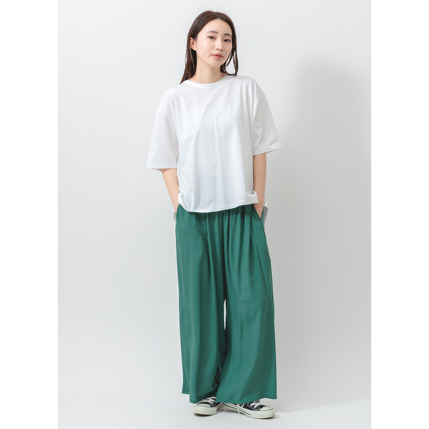 エムエムオー 接触冷感　綿混ベア天竺 バックタックデザイン 五分袖Ｔシャツ