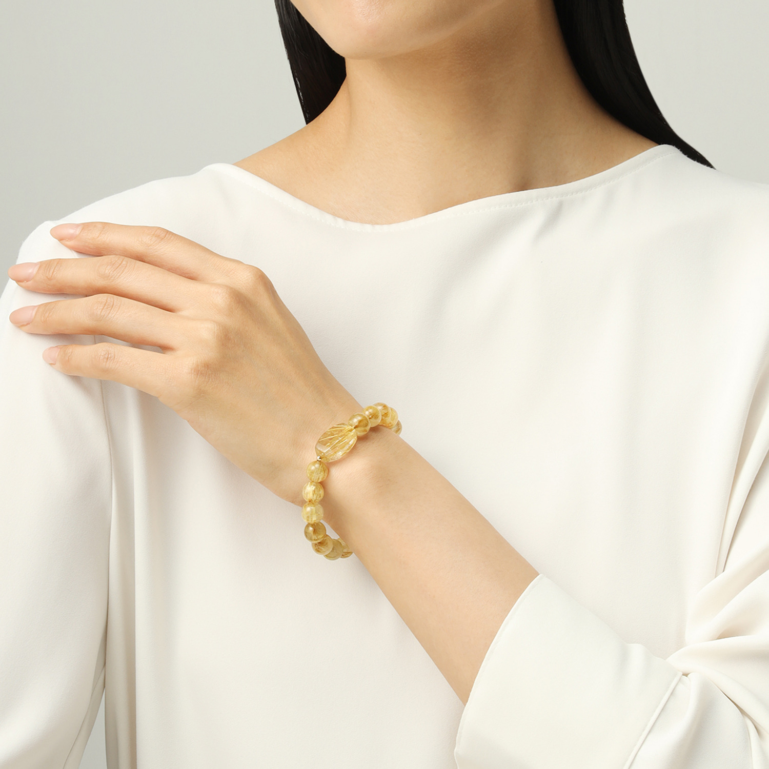 グランダム １８Ｋ ゴールデンルチルクォーツ イラスティック ブレスレット