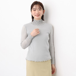メッシュウィッシュ やわらか! さらっと! メッシュ素材! フローラルネック プルオーバー