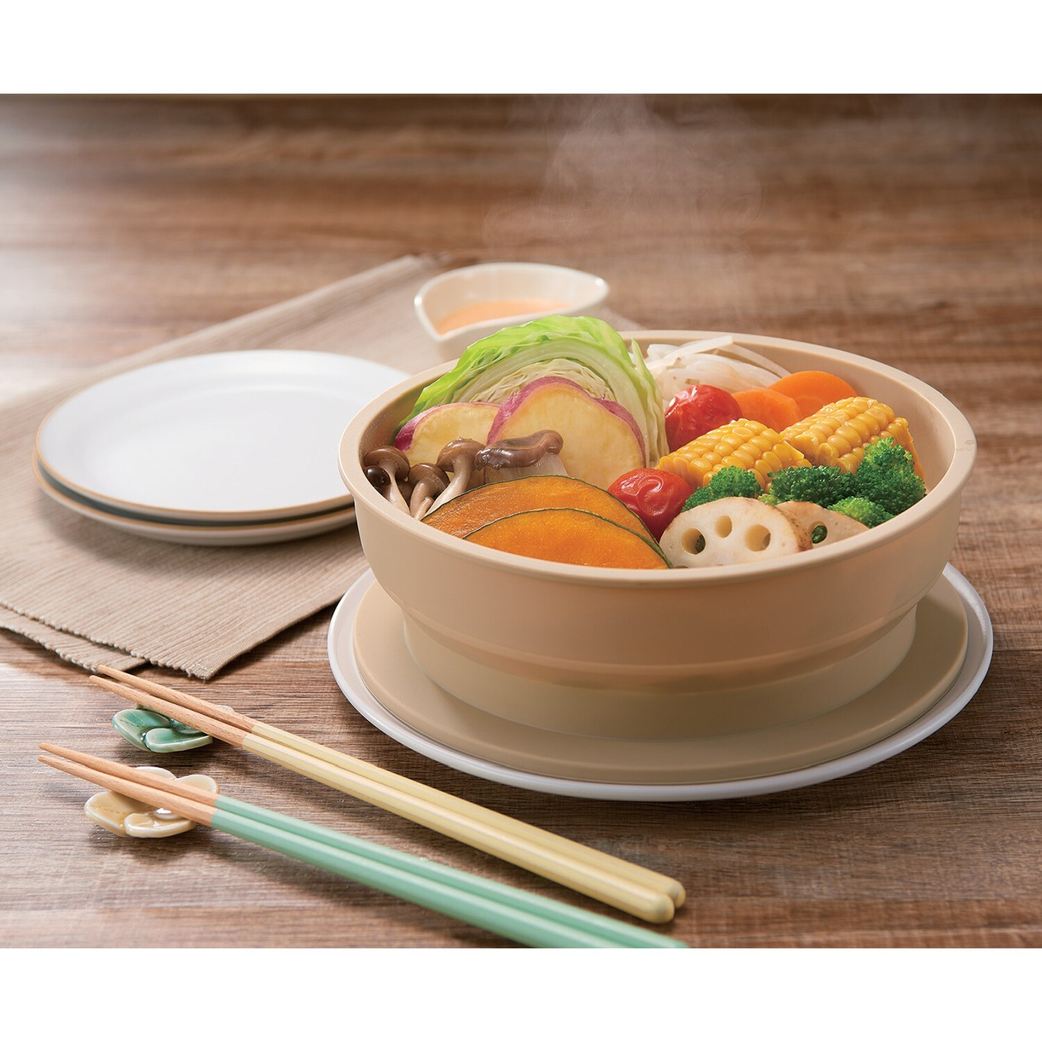 デリスタ 少ない手間で本格蒸し料理 薄くたためて省スペース！ 折りたたみ シリコンスチーマー ２個セット