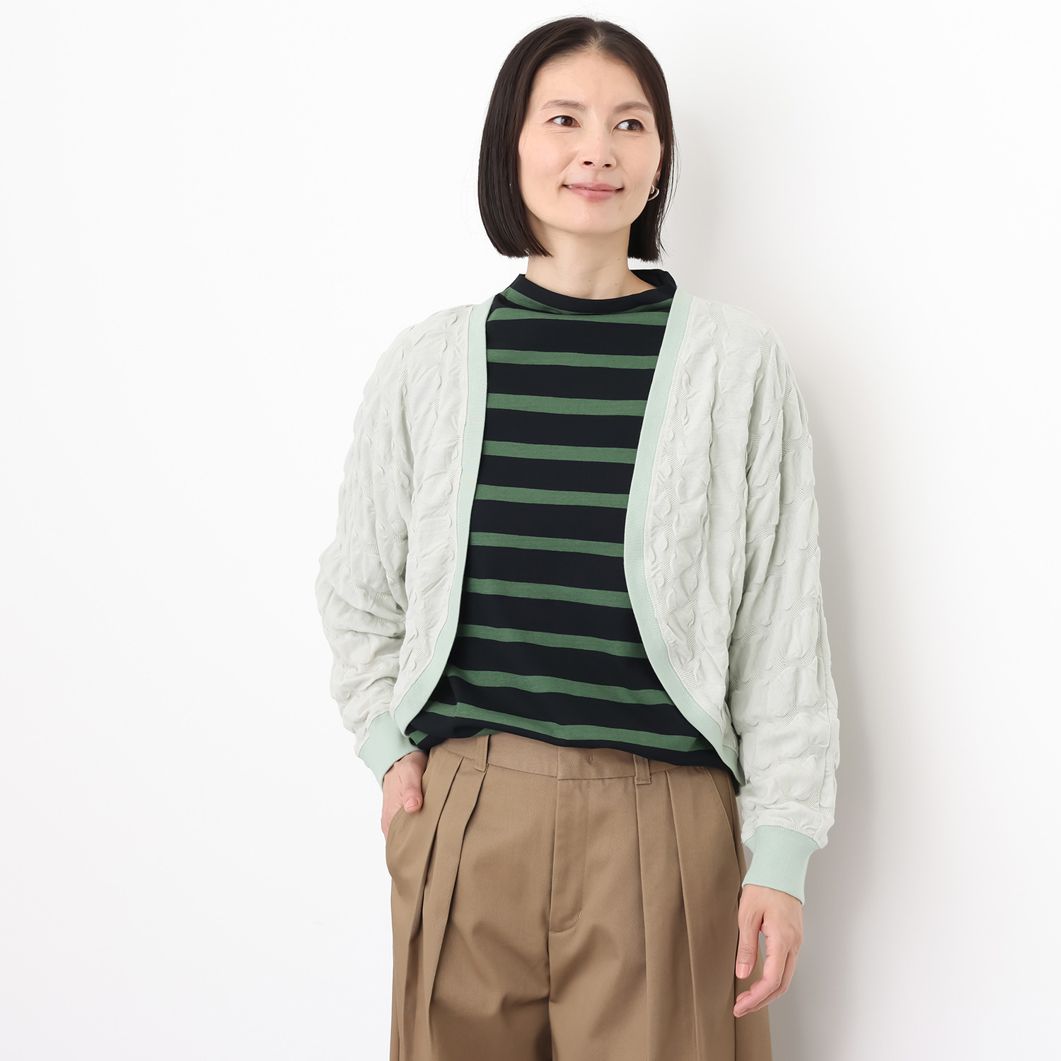 クリン　ヨシキ リップル加工 ボレロカーディガン