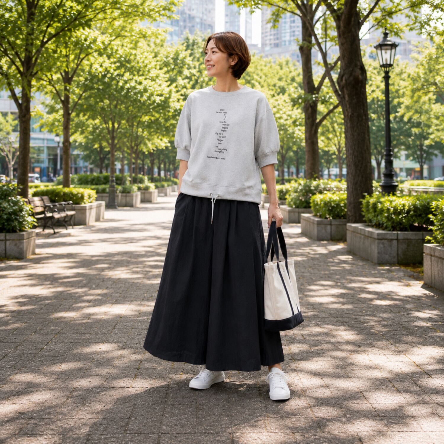 アンリック　オー　ブルー ナイロンビンテージ風 セミハイウエスト スカーチョ