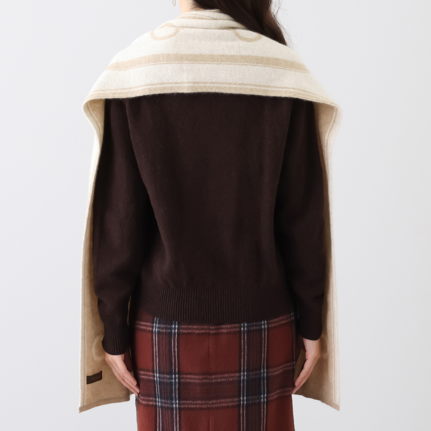 ネイチャーズ 無染色カシミヤ ビット＆ベルト柄 ストール