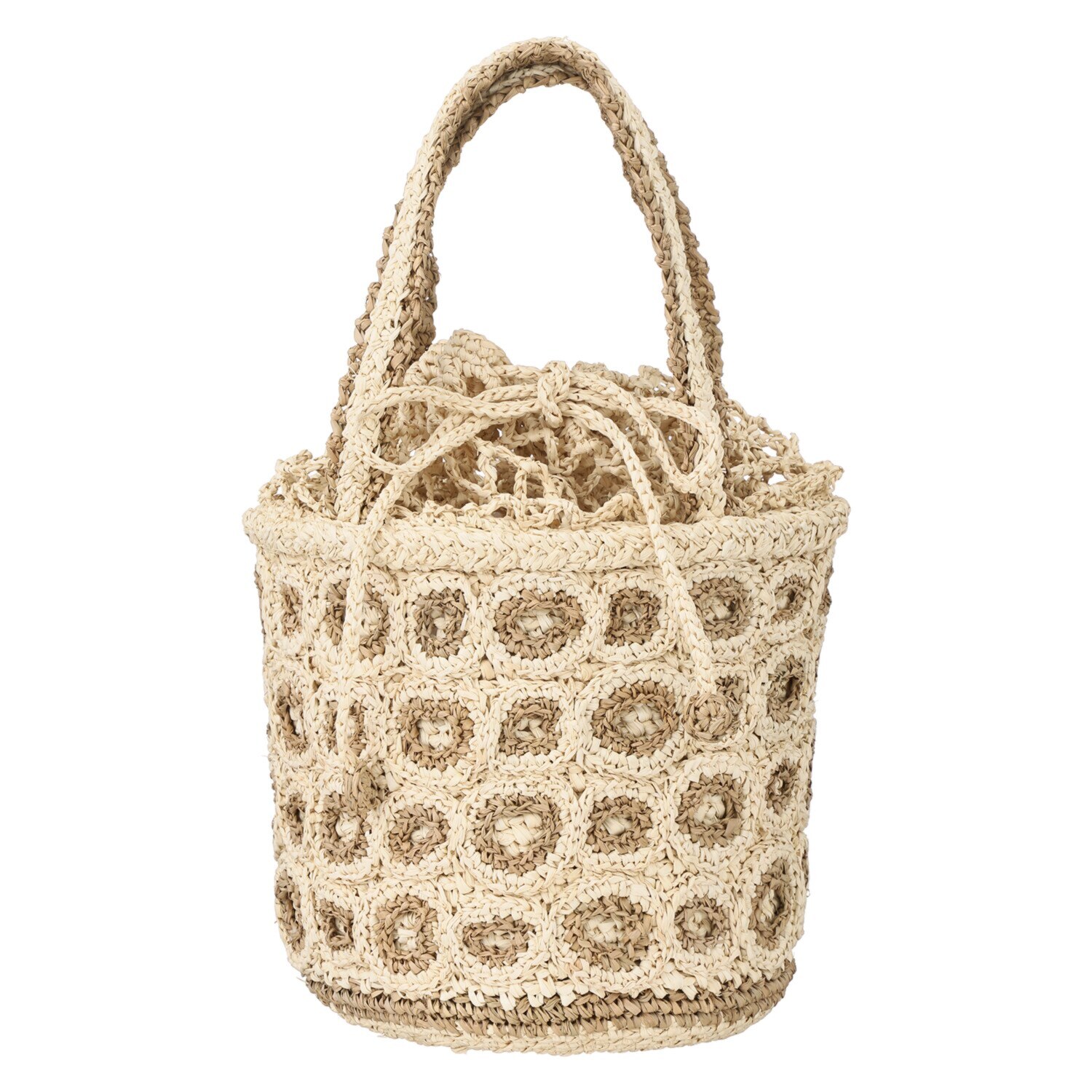 スルシィ ラフィア１００％ 水玉デザインバッグ