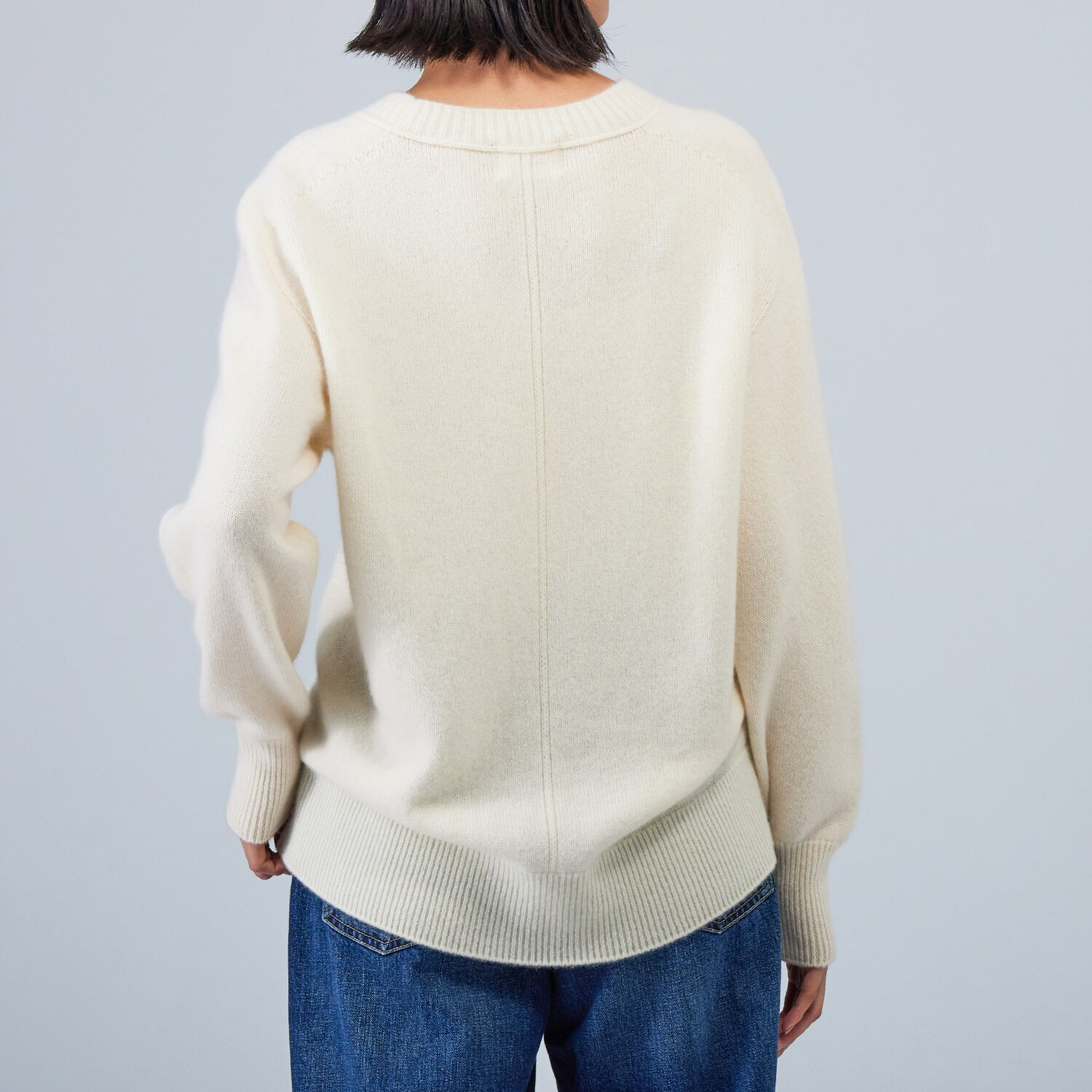 ｅｃｌａｔ コラボレーション ルーエン　ローズ 日本製 無染色カシミヤ Ｖネックプルオーバー