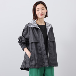 ミラ・ショーン 千鳥格子ジャガード ハーフレインコート