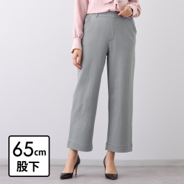 アトリエール コットンパイルデニム ストレッチ ワイドストレートパンツ ＜股下６５ｃｍ＞