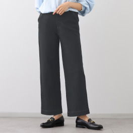 アトリエール コットンパイルデニム ストレッチ ワイドストレートパンツ <股下70cm>