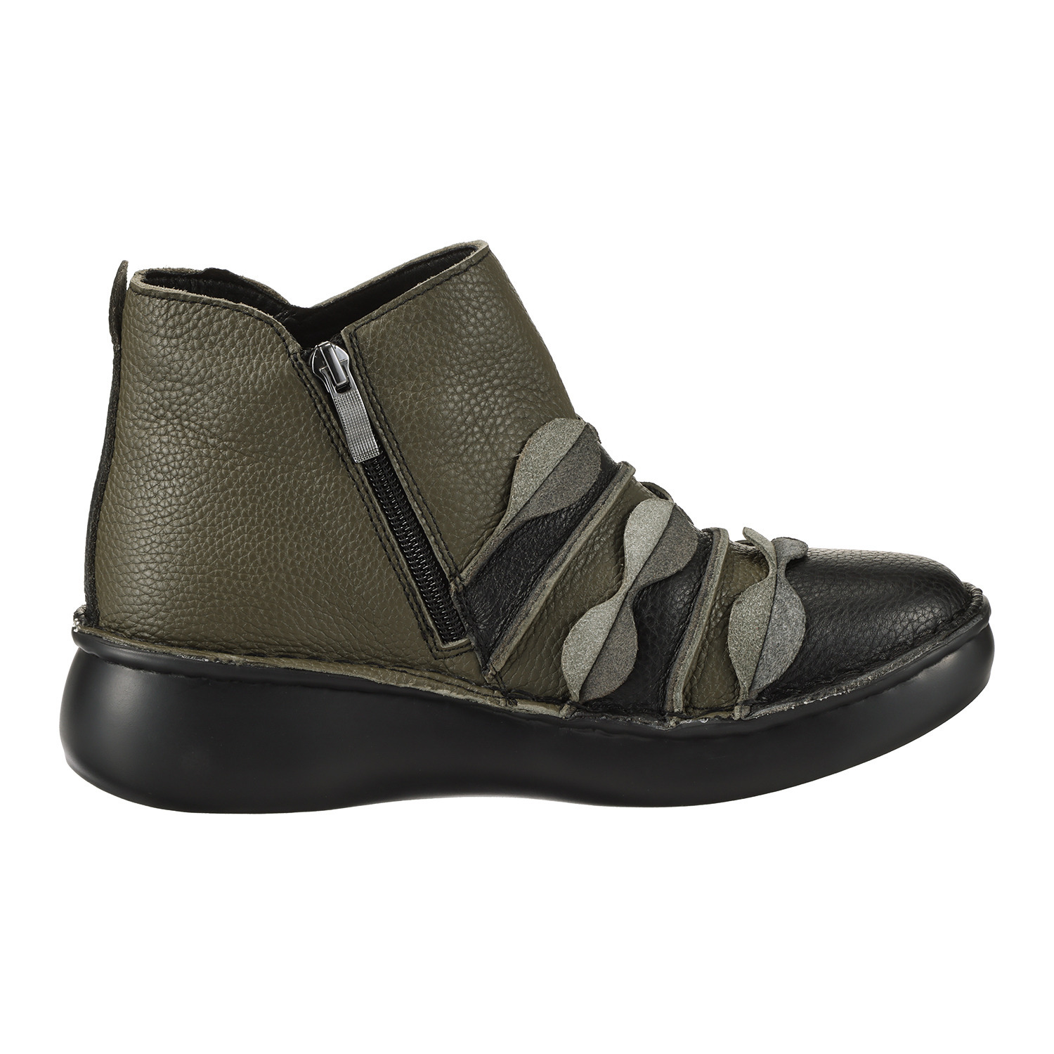 エスタシオン 牛革シュリンク型押し お花モティーフ ブーツ