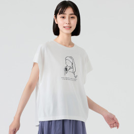 コーヒーボーイ 真珠の耳飾りの少女 フレンチスリーブ ビジュウ付 プリントＴシャツ