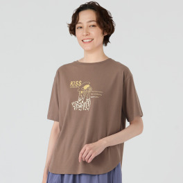 コーヒーボーイ 接吻 半袖裾ラウンド 箔プリントＴシャツ