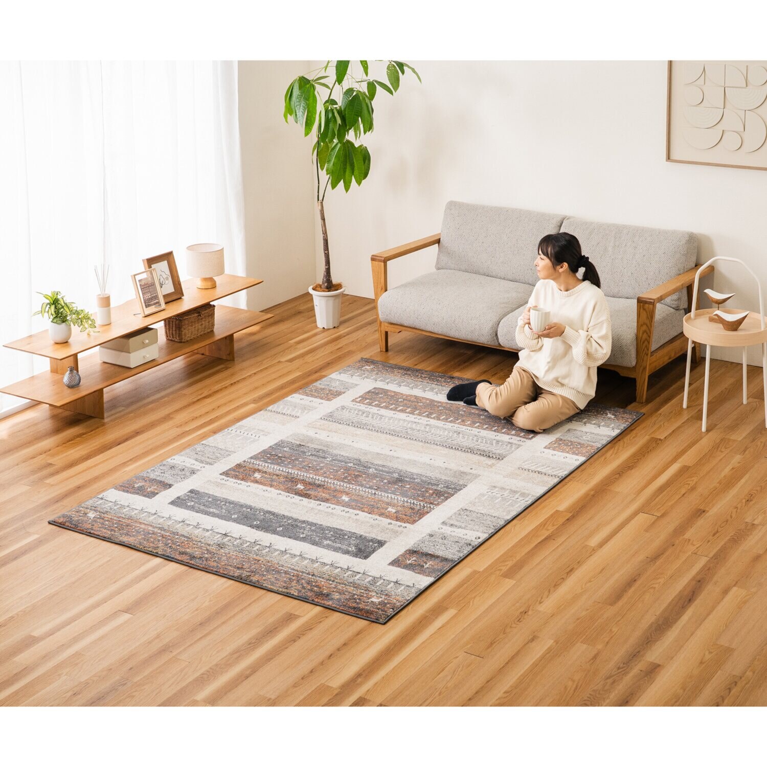 お部屋彩る トルコ製ギャベ柄 ウィルトン織カーペット ディアウィンド ＜１６０×２３０ｃｍ＞