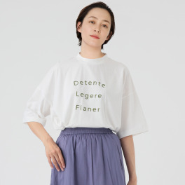エムエムオー クルーネック ワイドシルエット ロゴ五分袖Ｔシャツ