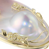 グロッシーマベパール １８Ｋ 奄美大島産マベパール＆ ダイヤモンド ペンダントブローチ ＜鑑別書付＞