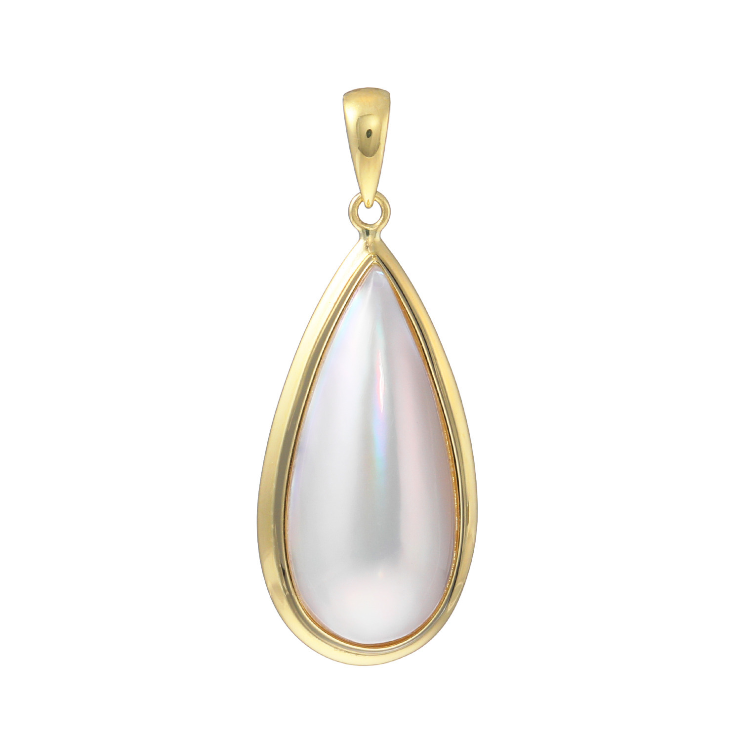 グロッシーマベパール １８Ｋ 奄美大島産マベパール フレームデザイン ペンダントトップ ＜ドロップ＞