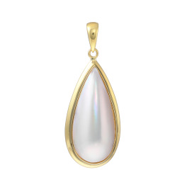 グロッシーマベパール １８Ｋ 奄美大島産マベパール フレームデザイン ペンダントトップ ＜ドロップ＞