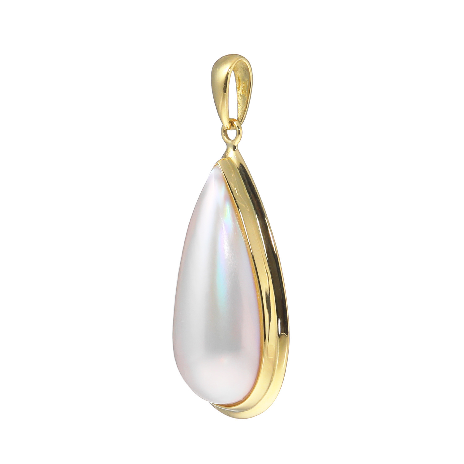 グロッシーマベパール １８Ｋ 奄美大島産マベパール フレームデザイン ペンダントトップ ＜ドロップ＞