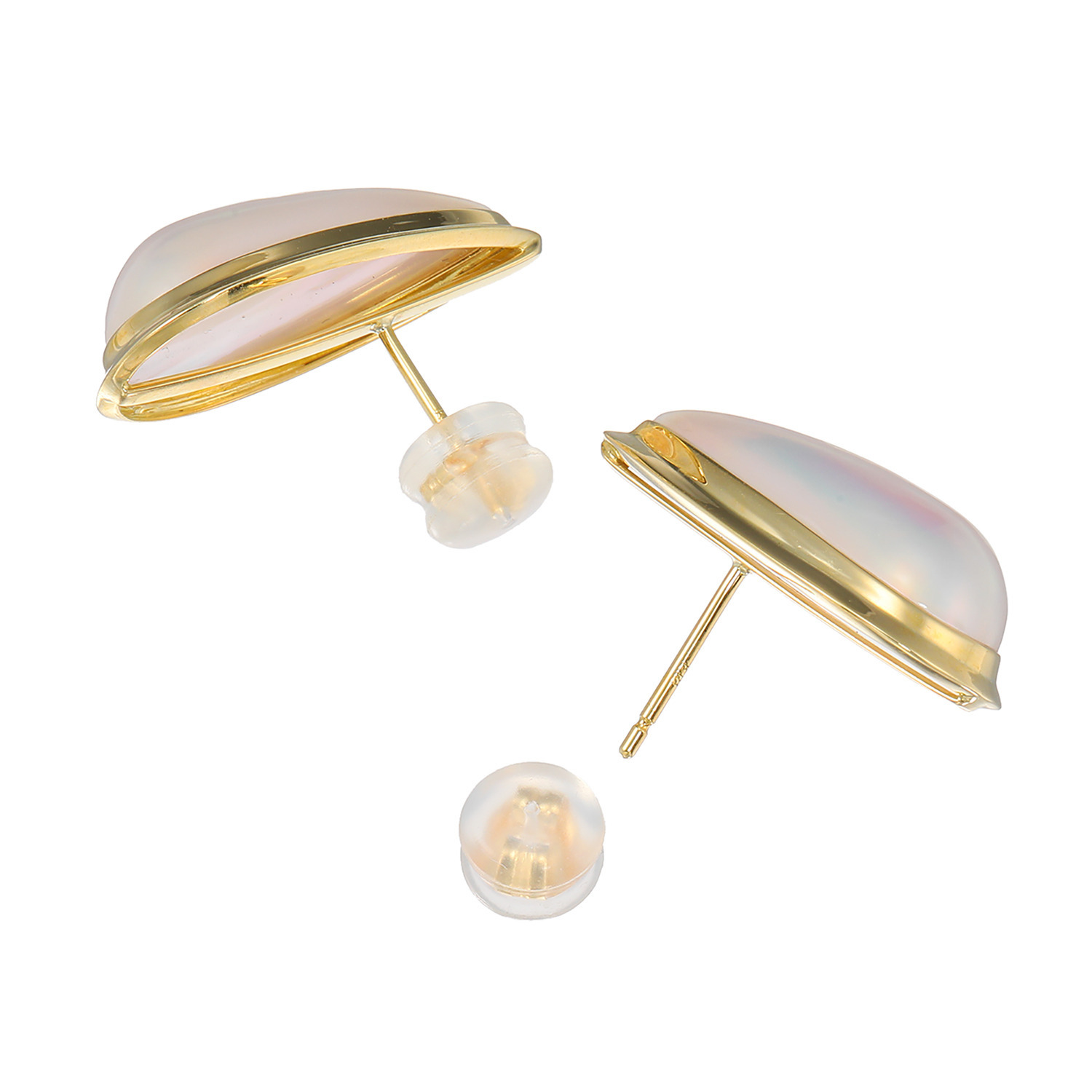 グロッシーマベパール １８Ｋ 奄美大島産マベパール フレームデザイン ピアス ＜ドロップ＞