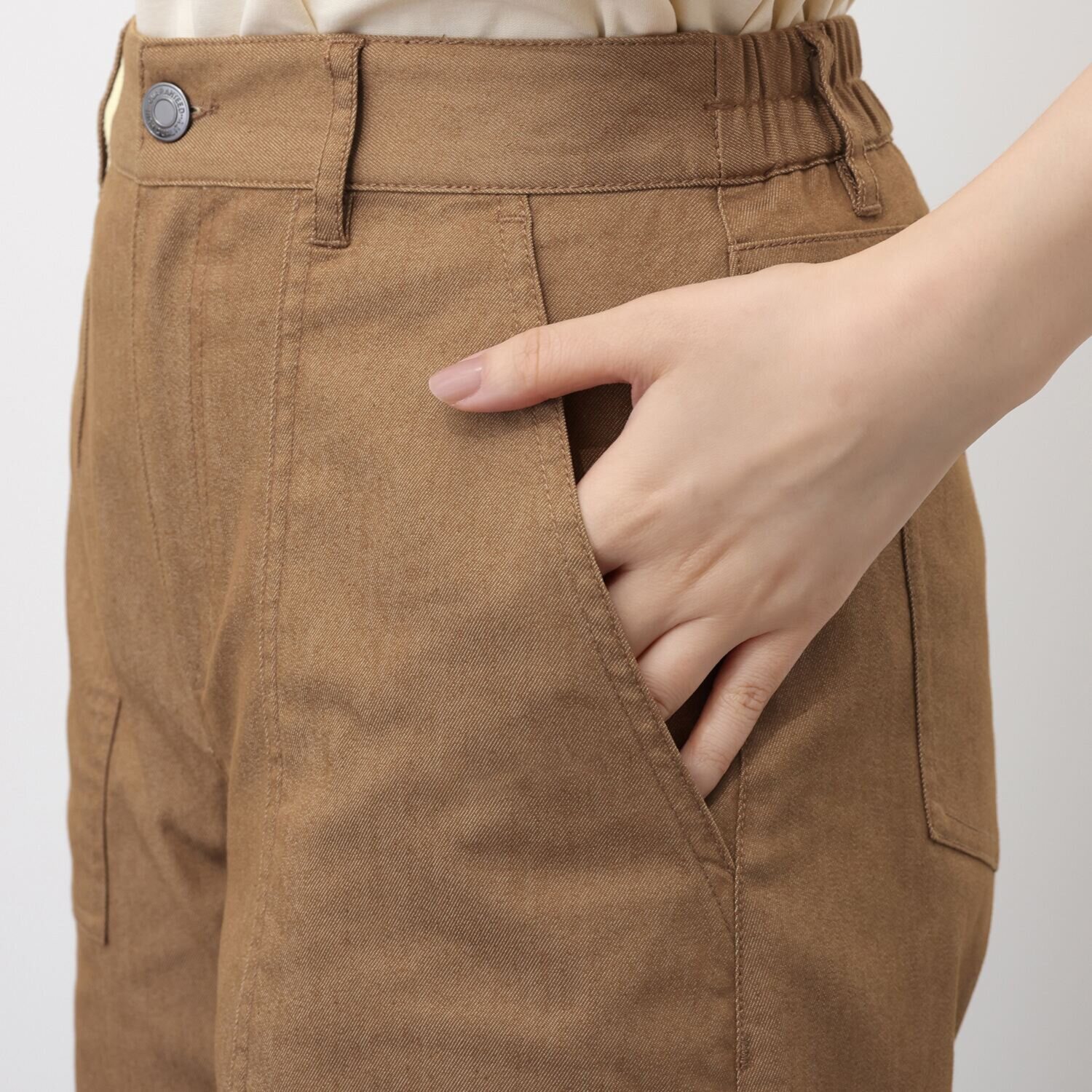 イシカワラボ★ヒトミ こなれ感抜群 ストレッチライトツイル バレルパンツ