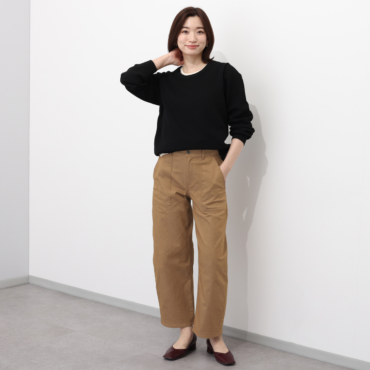 イシカワラボ★ヒトミ こなれ感抜群 ストレッチライトツイル バレルパンツ