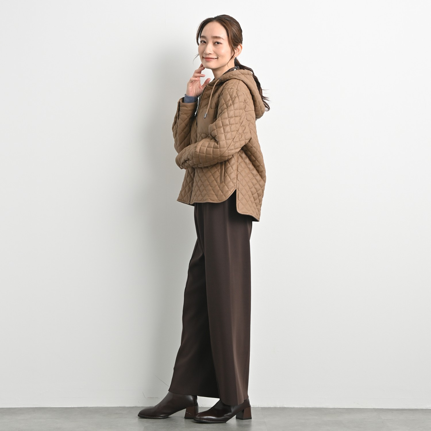 元町ゼラール トルコ産ソフトラムレザー キルティング フーディージャケット