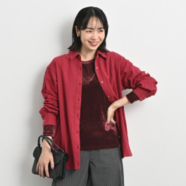 オン　ザ　エッジ コットン１００％ ジャガード織 肌離れが気持ち良い バックボタンシルエット 長袖シャツ