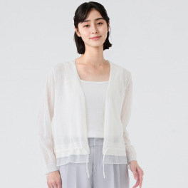 アリュメット 裾シアー トッパーカーディガン