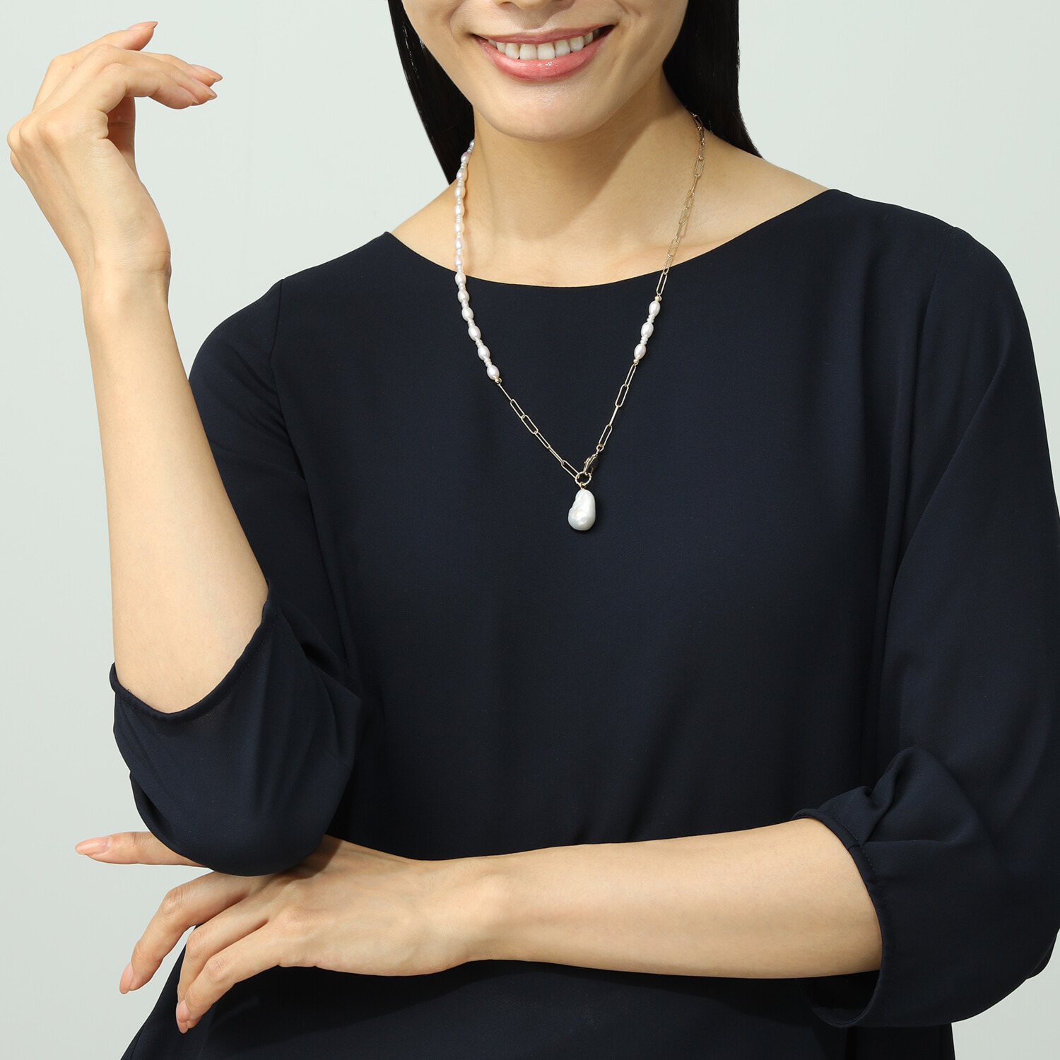 グランシフォレ 淡水パール ラリエットネックレス
