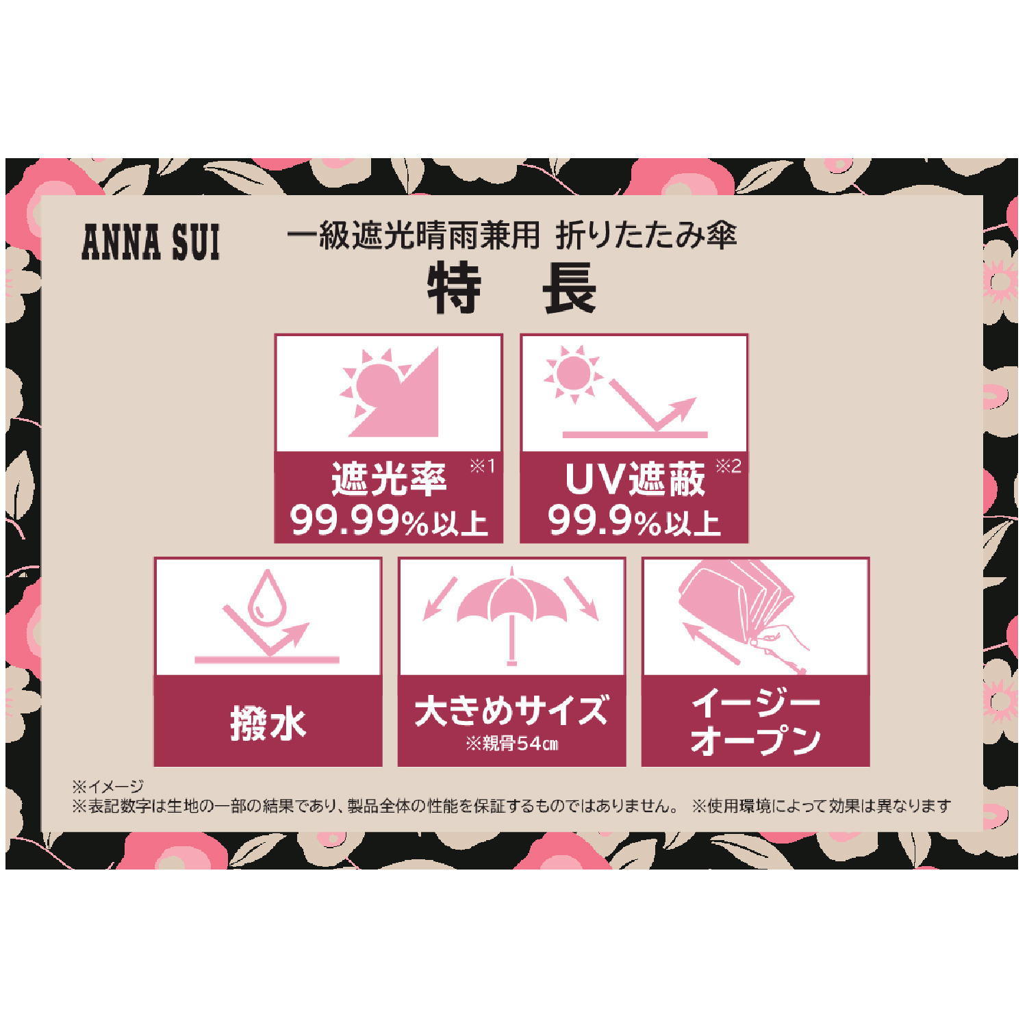 アナ・スイ アーカイブデザイン 晴雨兼用折りたたみ傘 ＜ワイド収納袋付＞