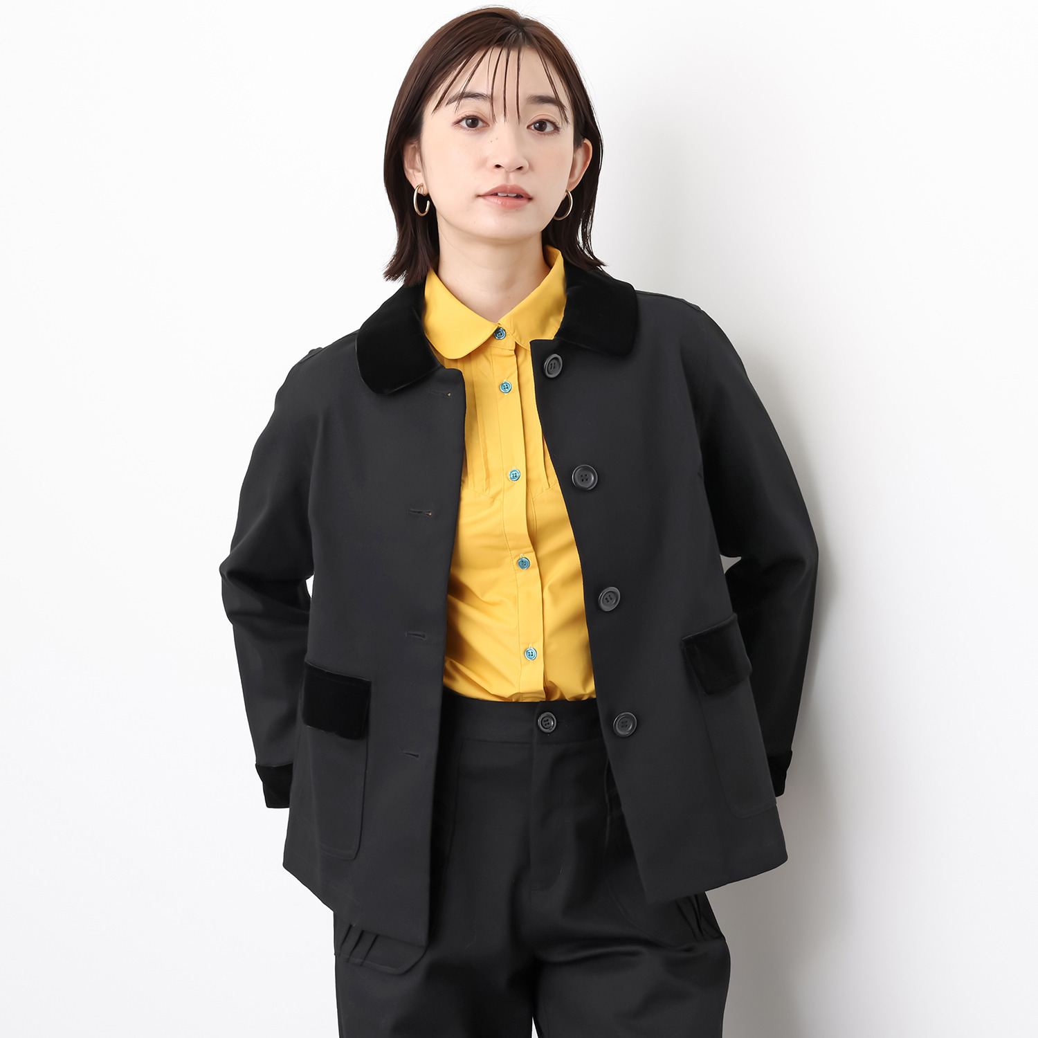エムジェイアール　バイ マチコ　ジント　ロンドン ベロア使い ストレッチ コットン混ジャケット