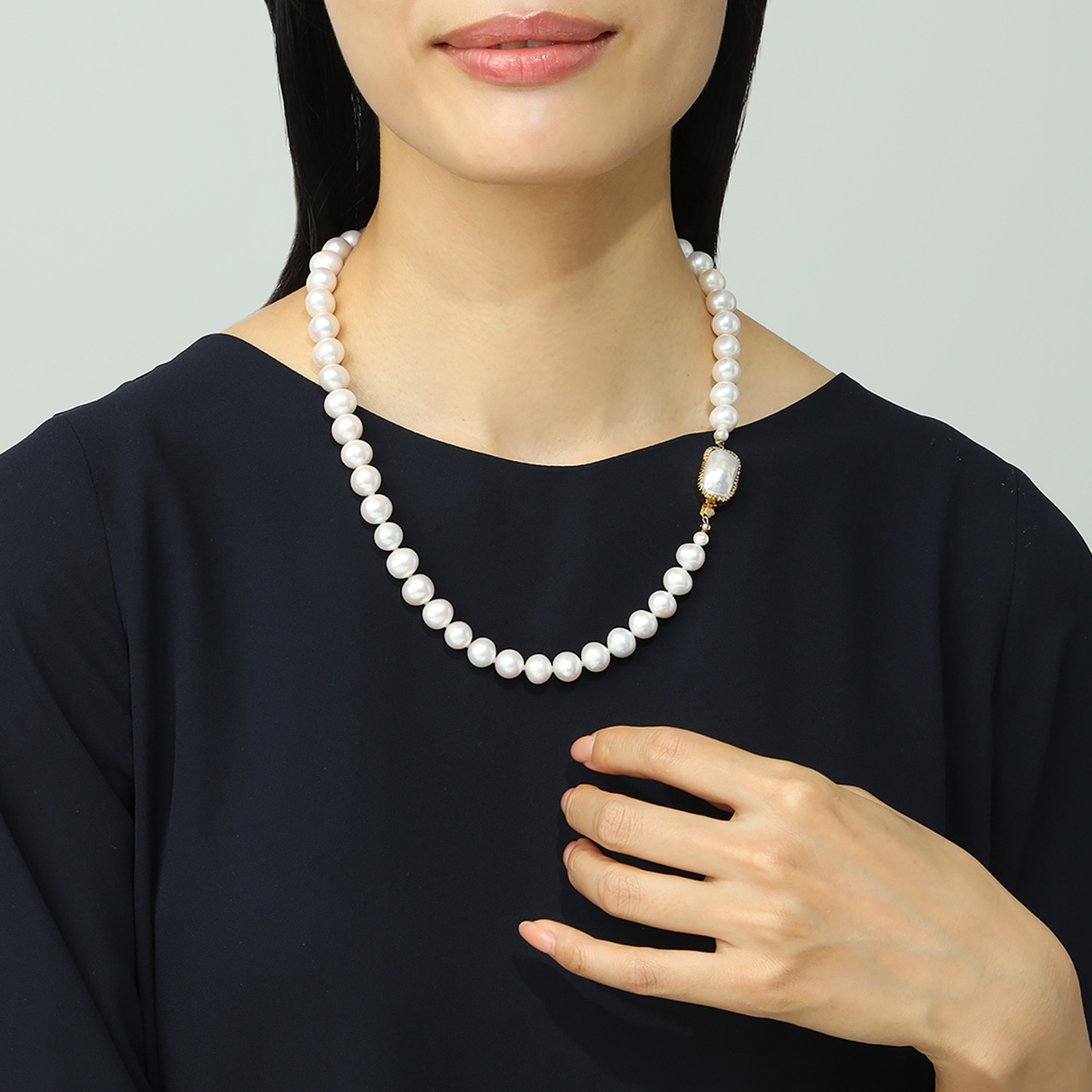 ジュンコ　シマダ シルバー 淡水パール 大玉ネックレス