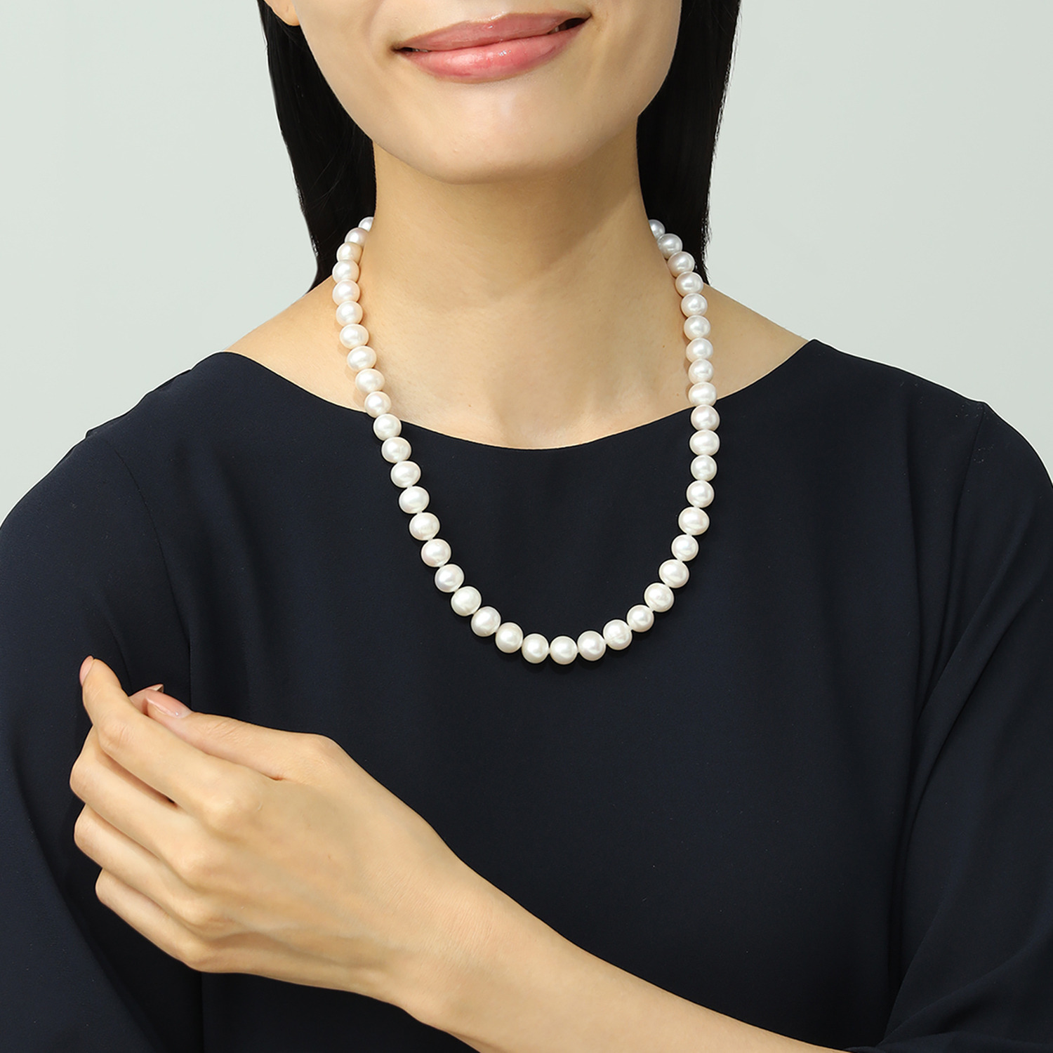 ジュンコ　シマダ シルバー 淡水パール 大玉ネックレス