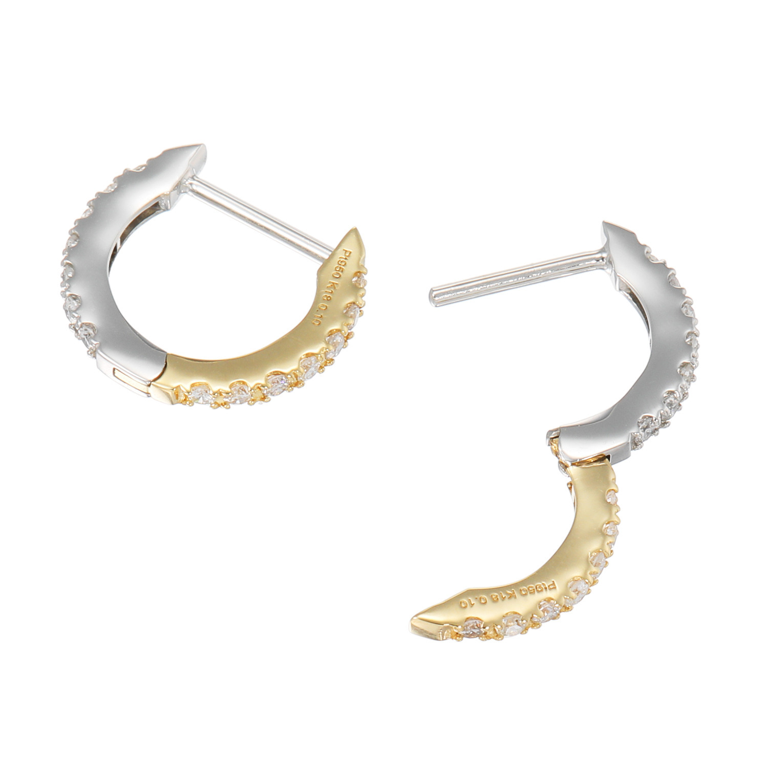 ディーラリエ プラチナ９５０＆１８Ｋ ダイヤモンド リバーシブルフープピアス