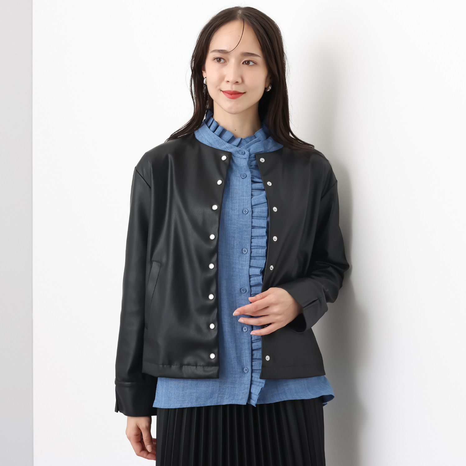 Ｋｕｎｎｙ． フェイクレザー ノーカラージャケット