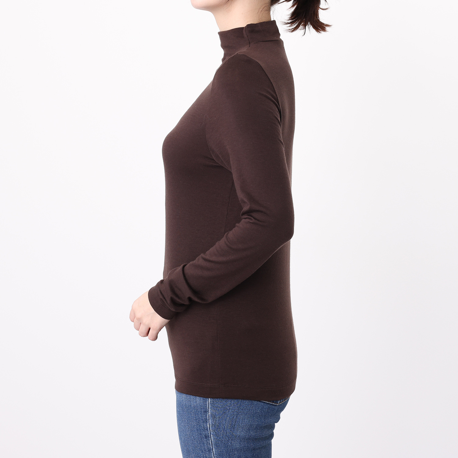 エイガールズ とろける肌触り スーパーストレッチ テンセルＴＭカシミヤ混 モックネックプルオーバー