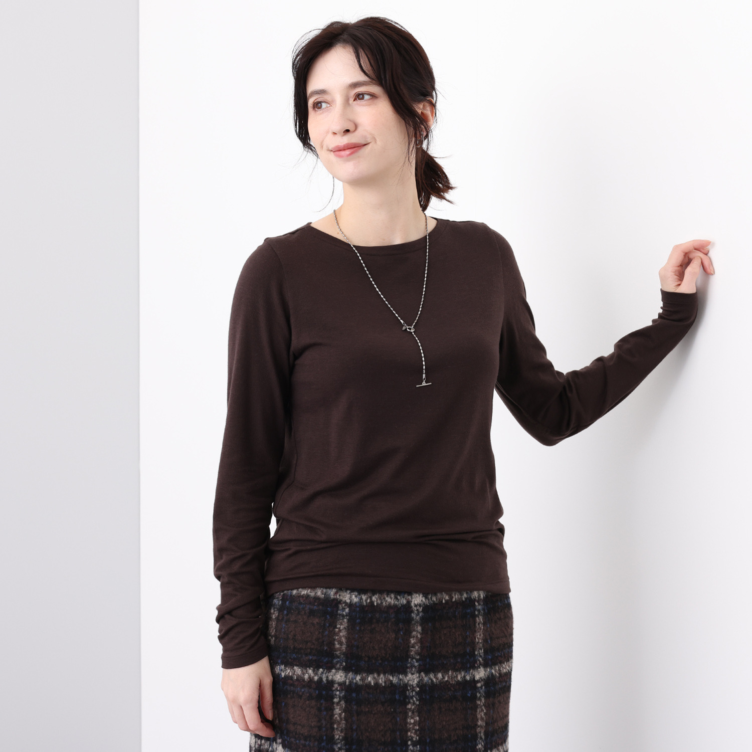 エイガールズ とろける肌触り スーパーストレッチ テンセルＴＭカシミヤ混 ボートネックプルオーバー
