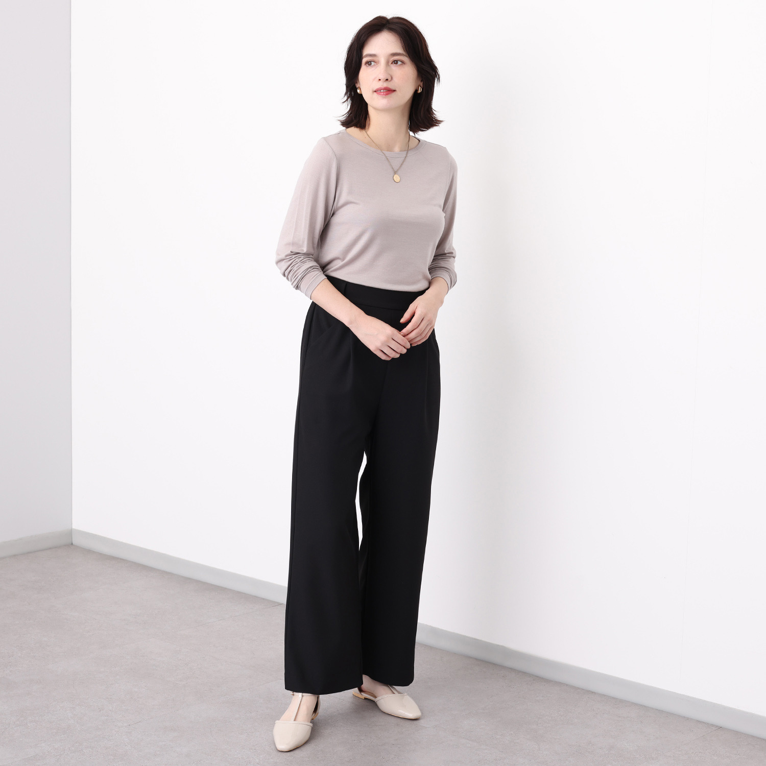 エイガールズ とろける肌触り スーパーストレッチ テンセルＴＭカシミヤ混 ボートネックプルオーバー
