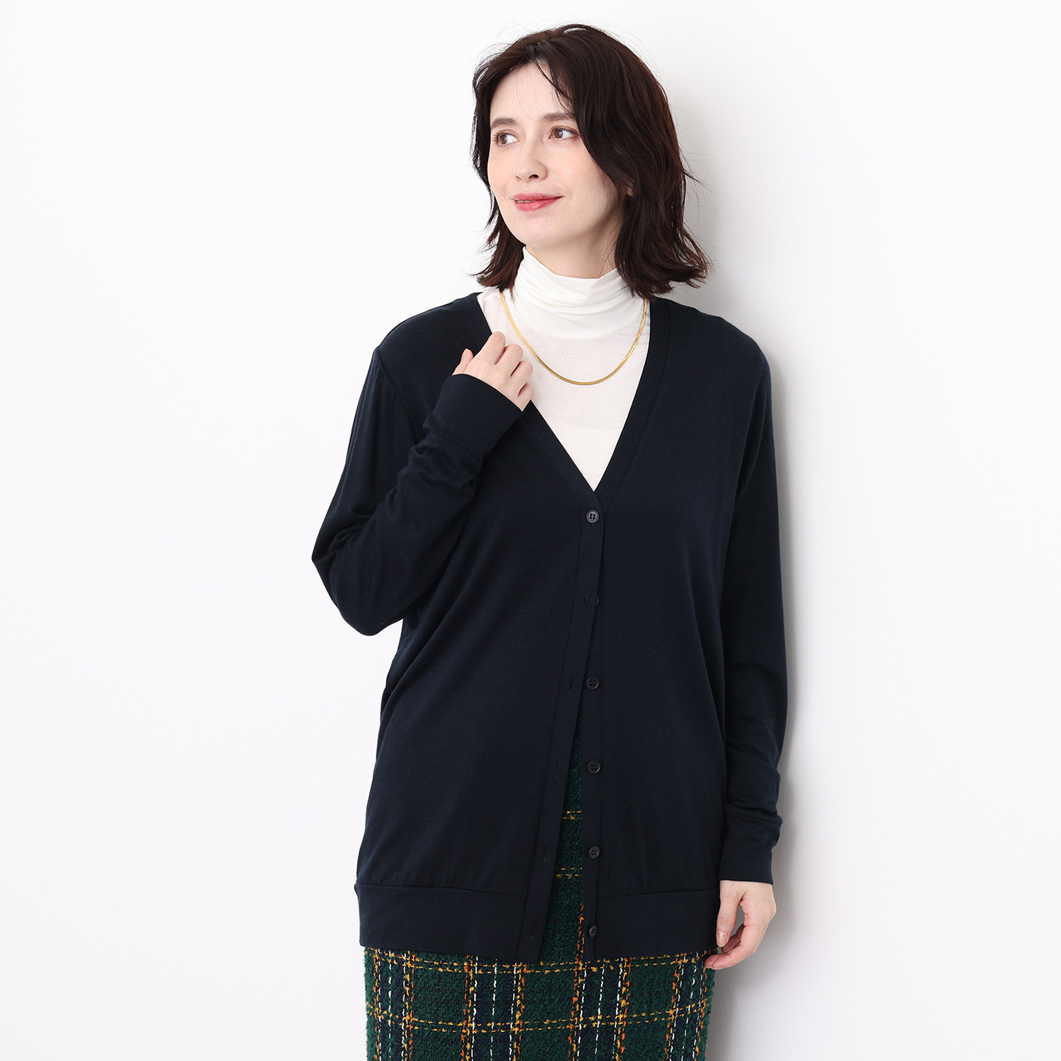 エイガールズ とろける肌触り スーパーストレッチ テンセルＴＭカシミヤ混 Ｖネックカーディガン