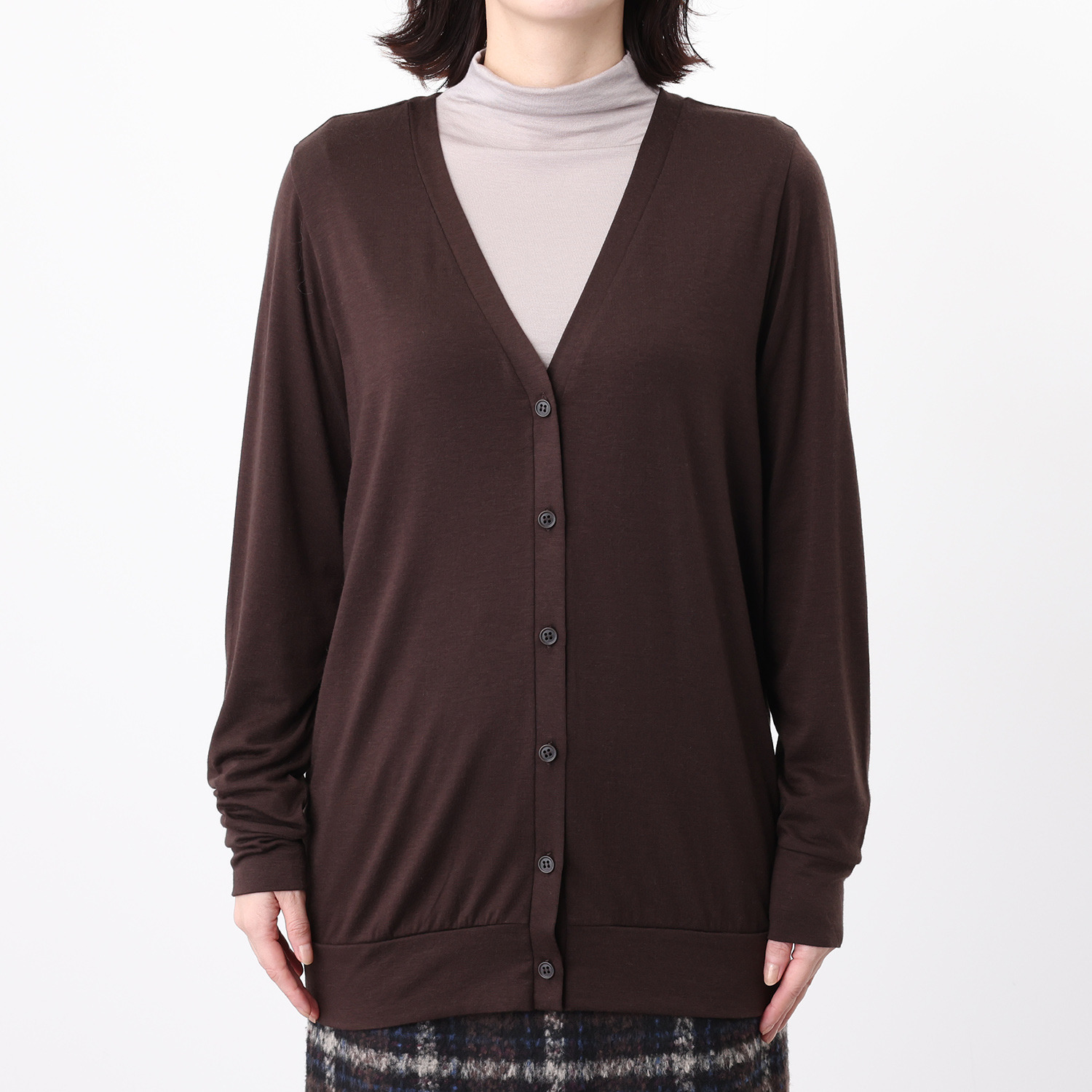 エイガールズ とろける肌触り スーパーストレッチ テンセルＴＭカシミヤ混 Ｖネックカーディガン