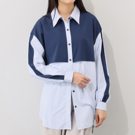 ラブソル モードライクな バイカラー ロングシャツ