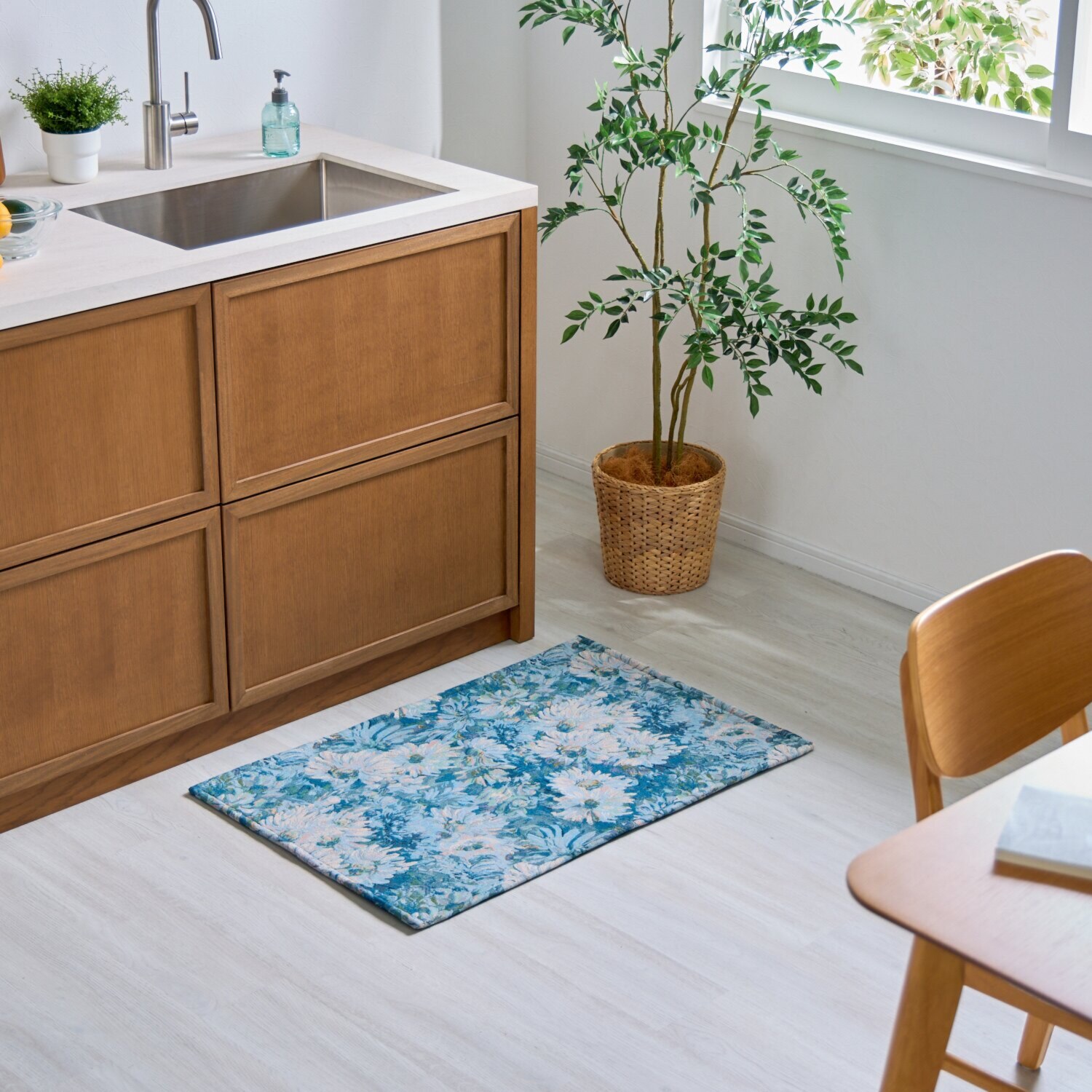ゴブラン織 はっ水加工 アートタッチ　ロータス マット ＜６０×９０ｃｍ＞