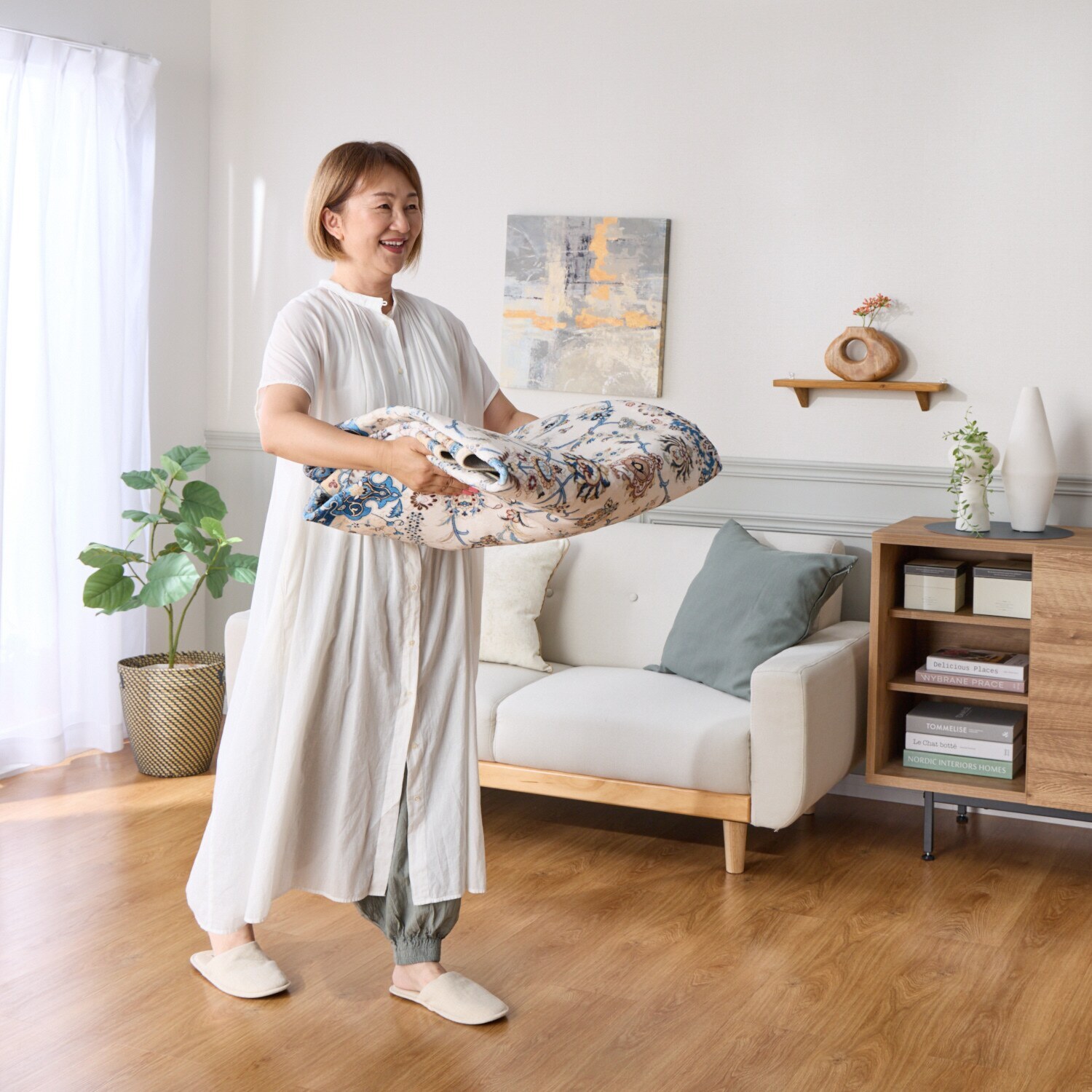 ペルシャンデザイン 手触りなめらか プルメイジュカーペット ＜２００×２５０ｃｍ＞